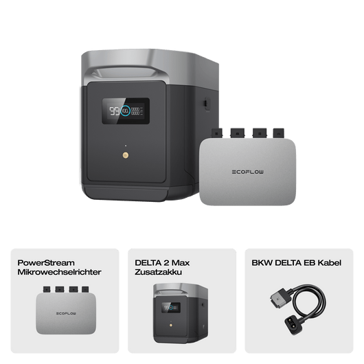 EcoFlow DELTA 2 Max Intelligenter Zusatzabatterie DELTA 2 Max Zusatzbatterie + PowerStream 600W (mit Batteriekabel)