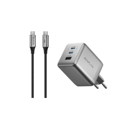 EcoFlow RAPID Pro Ladegerät (100W, 3 Ports, GaN) RAPID Pro 100W Charger + 240W USB-C to USB-C Nylon Cable