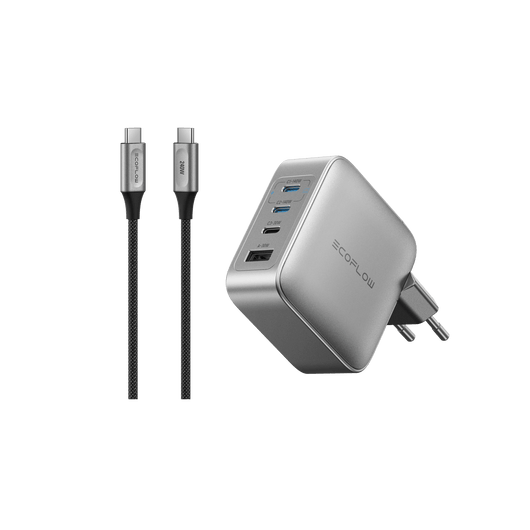 EcoFlow RAPID Pro Ladegerät (140W, 4 Ports, GaN) RAPID Pro 140W Charger + 240W USB-C to USB-C Nylon Cable