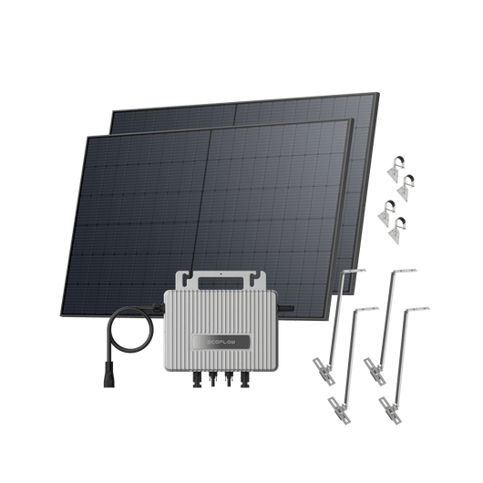 EcoFlow STREAM Garden/Ground Kit (1040Wp) 2 × 520W Rigid Solar Panel + STREAM Microinverter / Bracket: Adjustable Solar Support