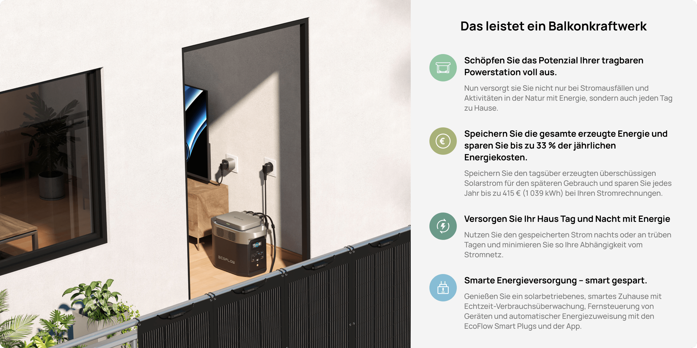 Perfekt abgestimmt auf das EcoFlow PowerStream Balkonkraftwerk