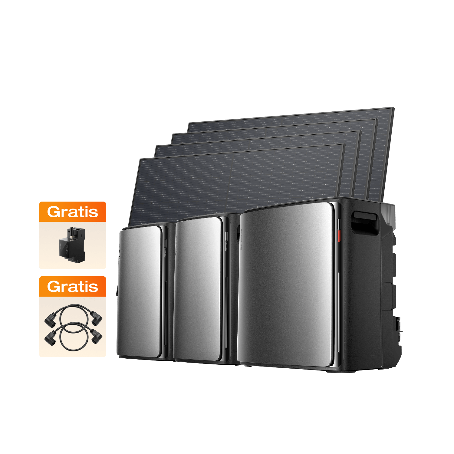 EcoFlow STREAM Ultra X + 2 × STREAM AC Pro + 4 × 450 W Starres Solarpanel