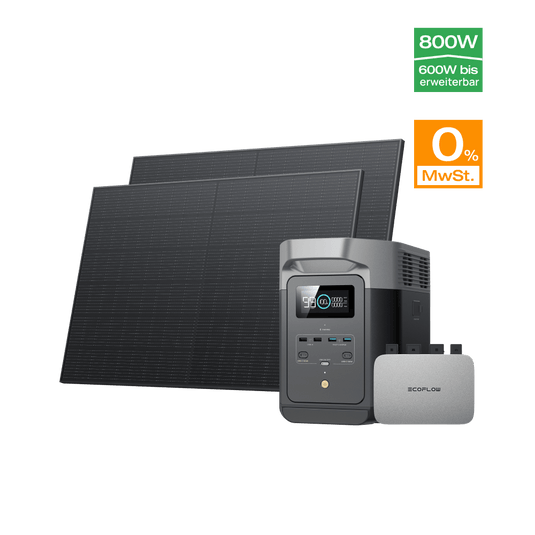 EcoFlow 400W Starres Solarpanel (2 Stück) (Empfohlenes Zubehör) 0% MwSt. (Nur Deutschland) / DELTA 2 + 2x 400W Starre Solarpanele + Power Stream 600 W