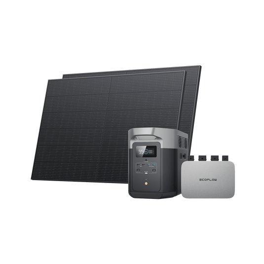 EcoFlow 400W Starres Solarpanel (2 Stück) (Empfohlenes Zubehör) 600 W 0% MwSt. (Nur Deutschland) / DELTA Max 2000 + 2x 400W Starre Solarpanele + Power Stream 600 W