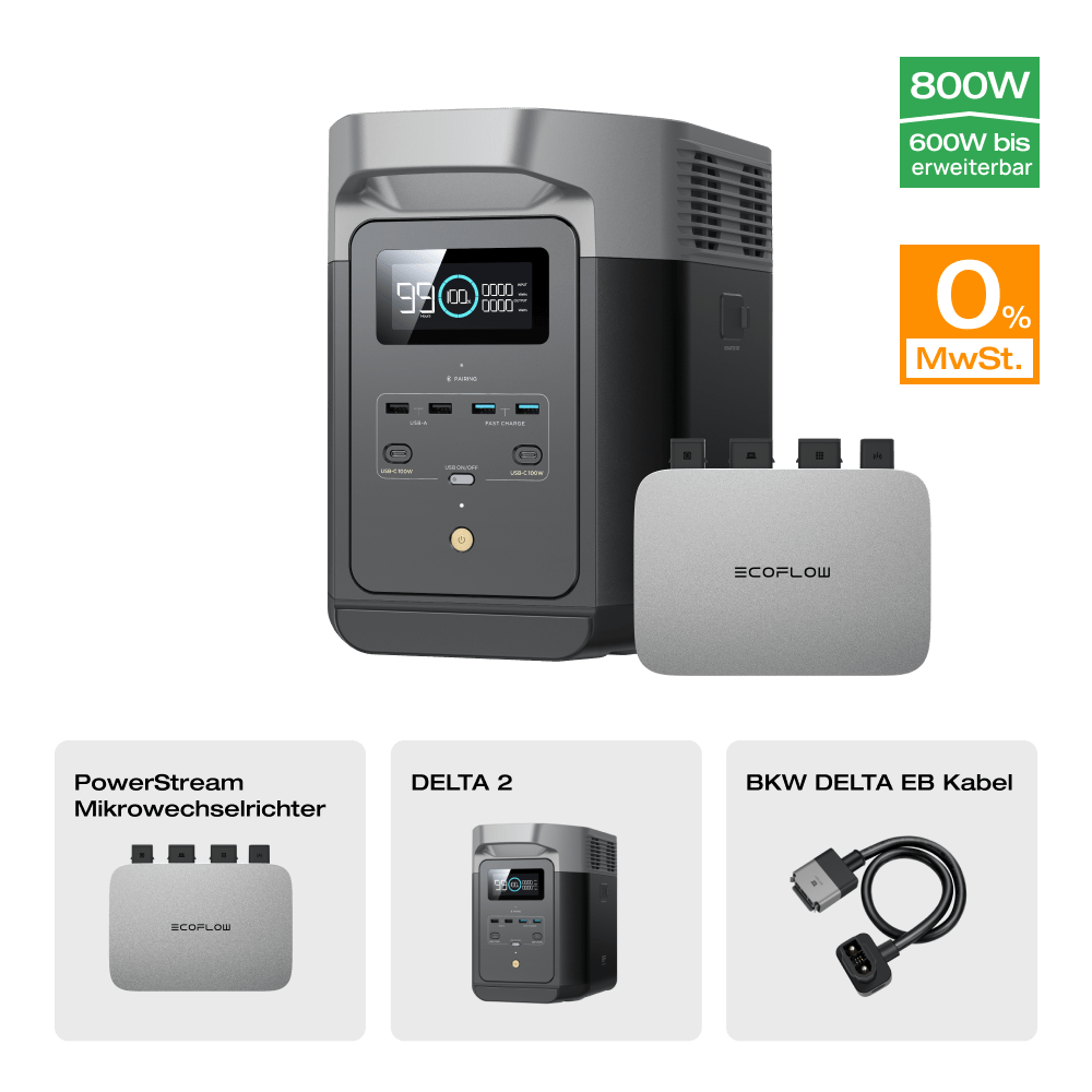 EcoFlow DELTA 2 0% MwSt. (Nur Deutschland) DELTA 2 + PowerStream 600W (Mitgliederpreis)