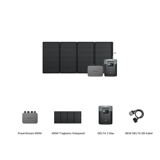 EcoFlow DELTA 2 Max Solargenerator (PV400W) DELTA 2 Max + 400W Tragbares Solarpanel x 1 / PowerStream 800 W / Inkl. MwSt.