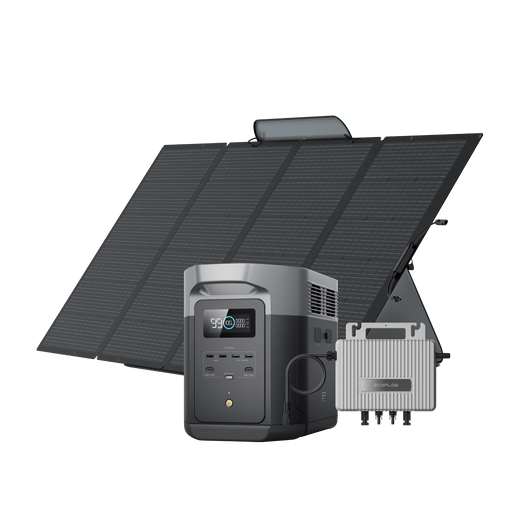 EcoFlow DELTA 2 Max Tragbare Powerstation 0 % MwSt. (Nur Deutschland) DELTA 2 Max + 400 W Tragbares Solarpanel + STREAM Mikro-Wechselrichter