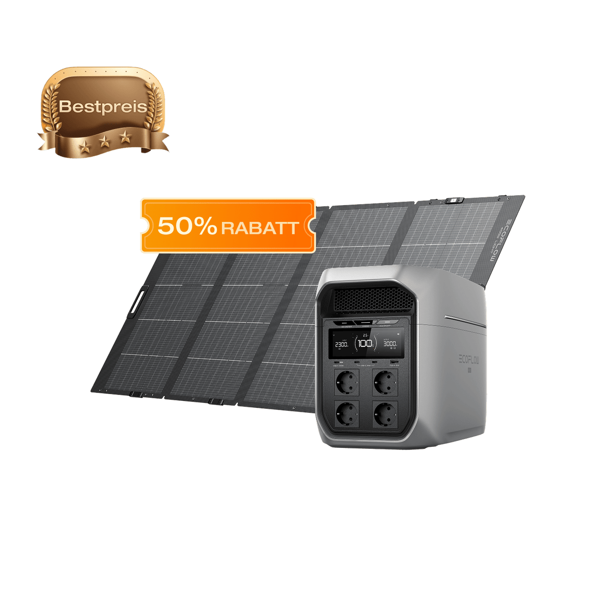 EcoFlow DELTA 3 Max Serie (2 048 Wh) Tragbare Powerstation DELTA 3 Max Plus (2 048 Wh) / 400 W Leichtes Tragbares Solarpanel