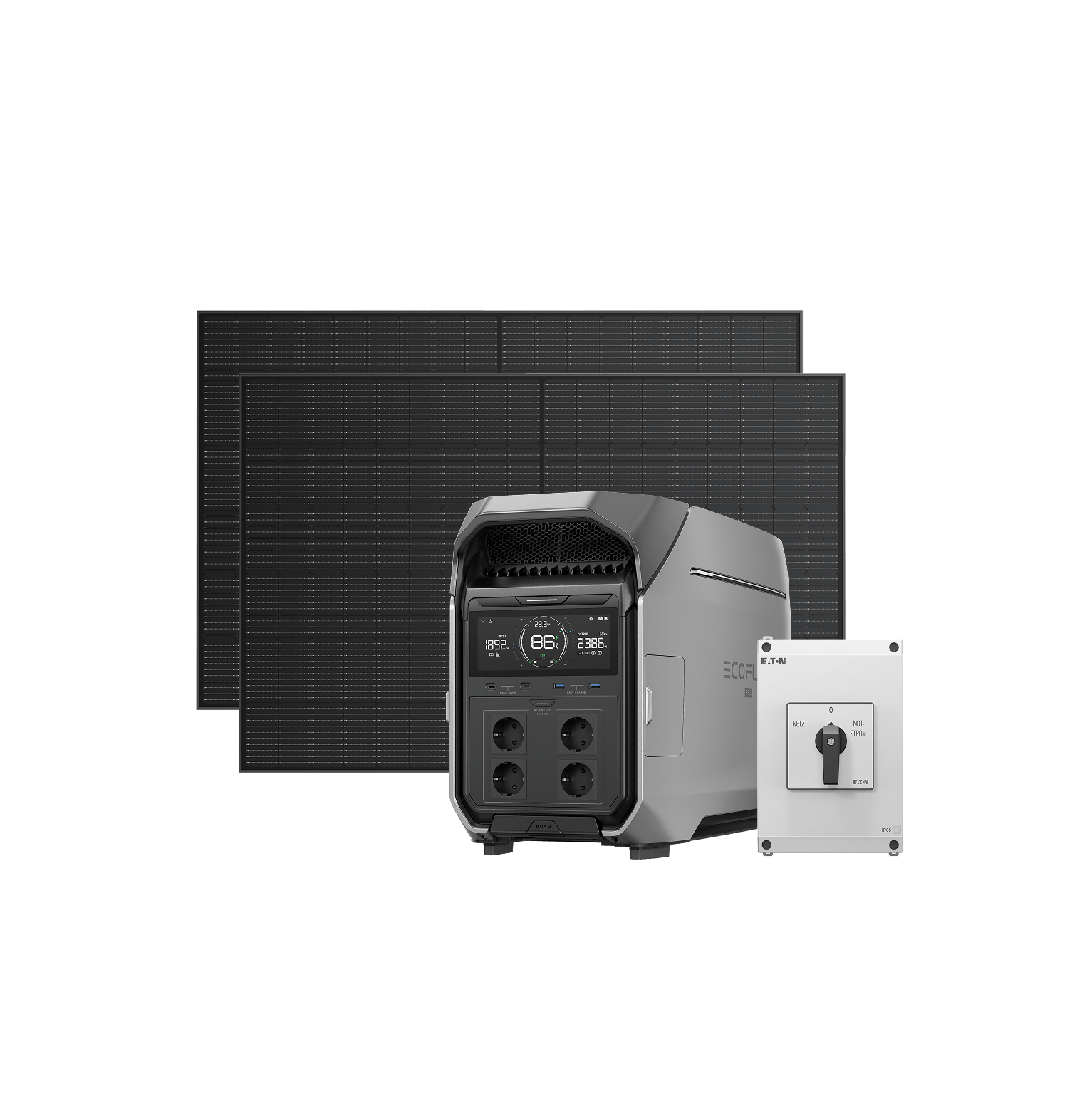 EcoFlow DELTA Pro 3 Heimbatteriesystem DELTA Pro 3 + Manueller Umschalter / 400 W Starres Solarpanel × 2 / Inkl. MwSt.