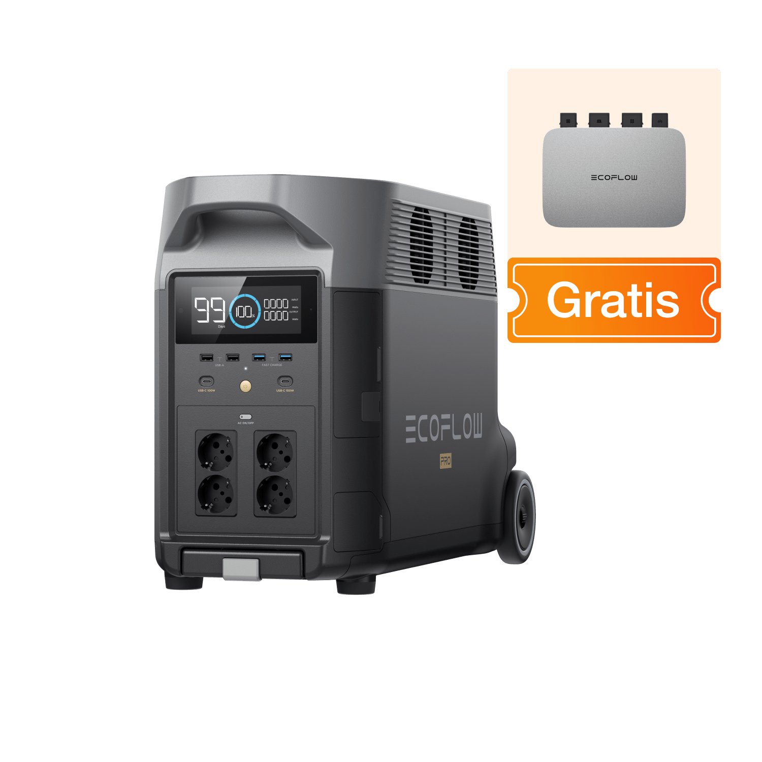 EcoFlow DELTA Pro DELTA Pro + Gratis PowerStream 800W mit Batteriekabel