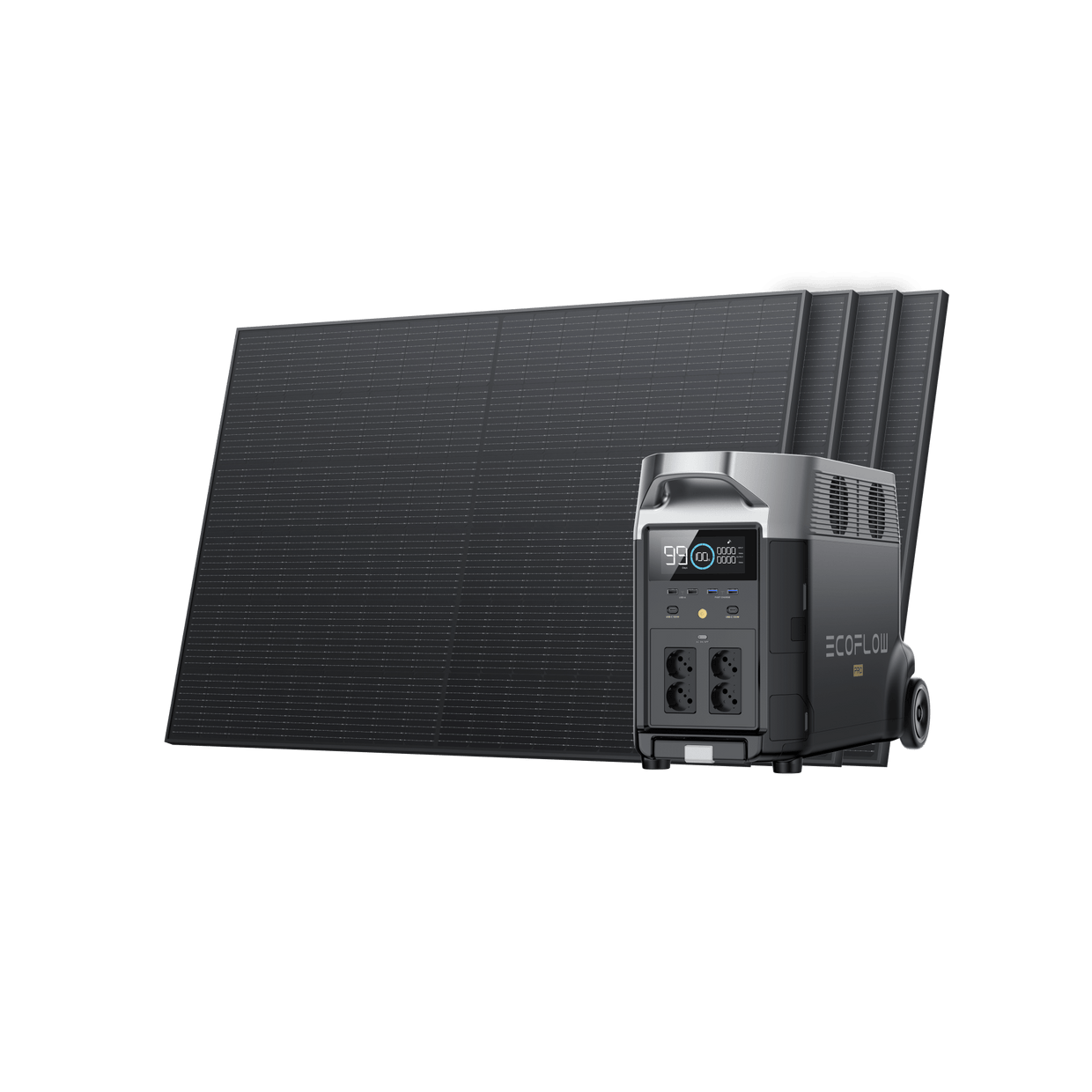 EcoFlow DELTA Pro Solargenerator (Starrer PV400W) DELTA Pro + 4 x 400W Starres Solarpanel / PowerStream 800 W mit Batteriekabel / 0 % MwSt. (Nur Deutschland)