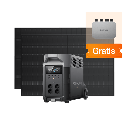 EcoFlow DELTA Pro Solargenerator (Starrer PV400W) DELTA Pro + 2 x 400W Starres Solarpanel / Gratis PowerStream 800 W mit Batteriekabel / 0 % MwSt. (Nur Deutschland)