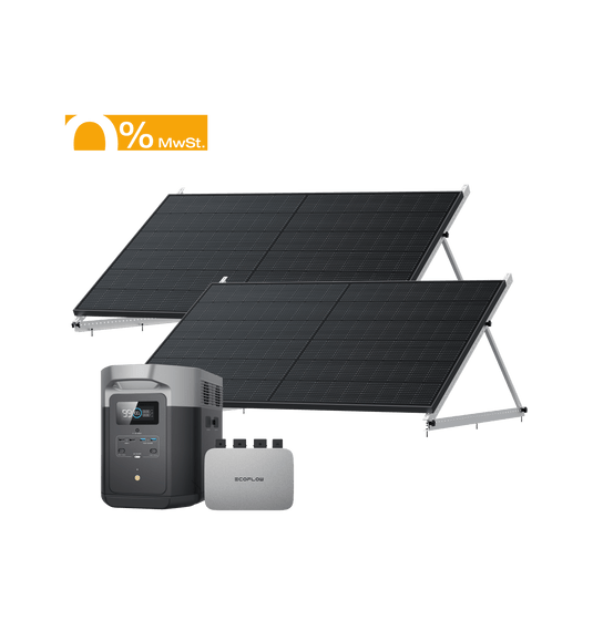 EcoFlow PowerStream Balkonkraftwerk 600 W/800 W für Garten 600W + 2x 400W Starres Solarpanel (mit 4 x Montagefüße) + 50