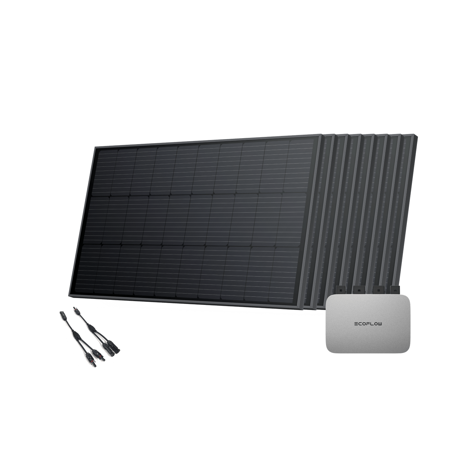 EcoFlow PowerStream Balkonkraftwerk 600W/800W - 100W Starres Solarpanel 800W + 8 x 100W Starres Solarpanel (mit 8 x Montagefüße) + 2 x Parallelverbindungskabel / Ohne