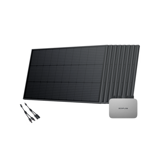 EcoFlow PowerStream Balkonkraftwerk 600W/800W - 100W Starres Solarpanel 800W + 8 x 100W Starres Solarpanel (mit 8 x Montagefüße) + 2 x Parallelverbindungskabel / Ohne