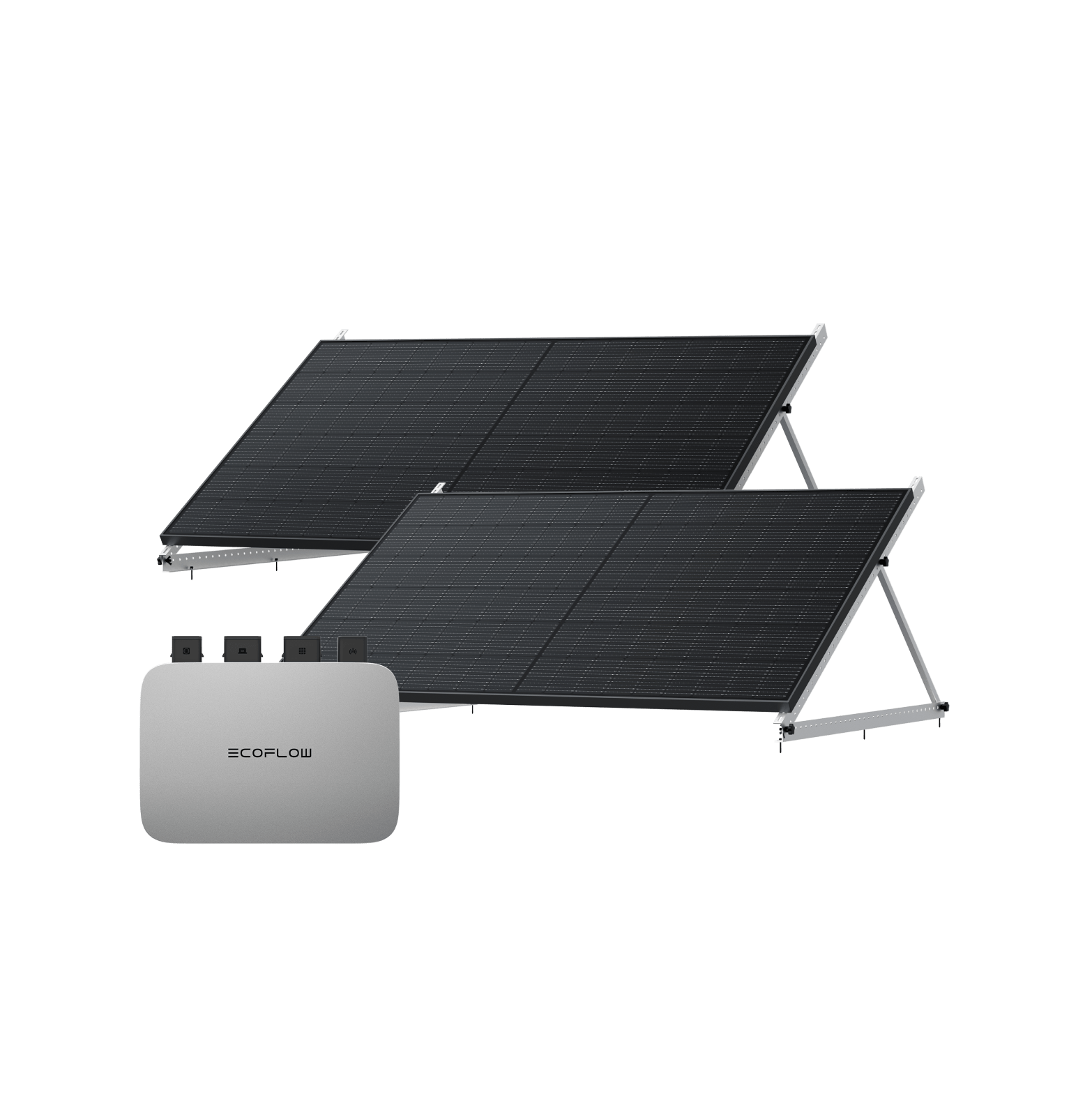 EcoFlow PowerStream Balkonkraftwerk 600W/800W - 400W Starres Solarpanel 600W + 2x 400W Starres Solarpanel (mit 4 x Montagefüße) / 50" Kipphalterung / 0 % MwSt.