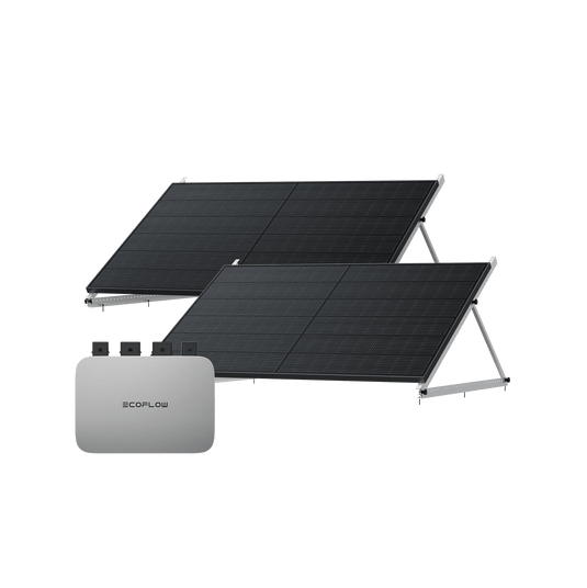 EcoFlow PowerStream Balkonkraftwerk 600W/800W - 400W Starres Solarpanel 600W + 2x 400W Starres Solarpanel (mit 4 x Montagefüße) / 50" Kipphalterung / 0 % MwSt.