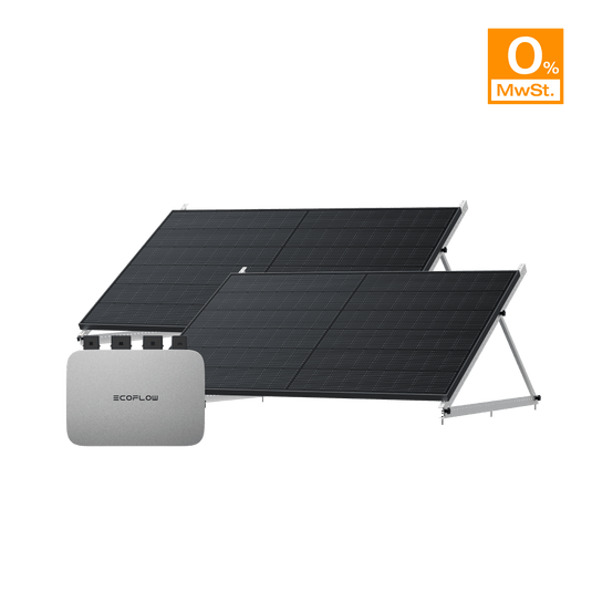 EcoFlow PowerStream Balkonkraftwerk 600W/800W - 400W Starres Solarpanel 800W + 2x 400W Starres Solarpanel (mit 4 x Montagefüße) / 2 x 50" Kipphalterung / 0 % MwSt.