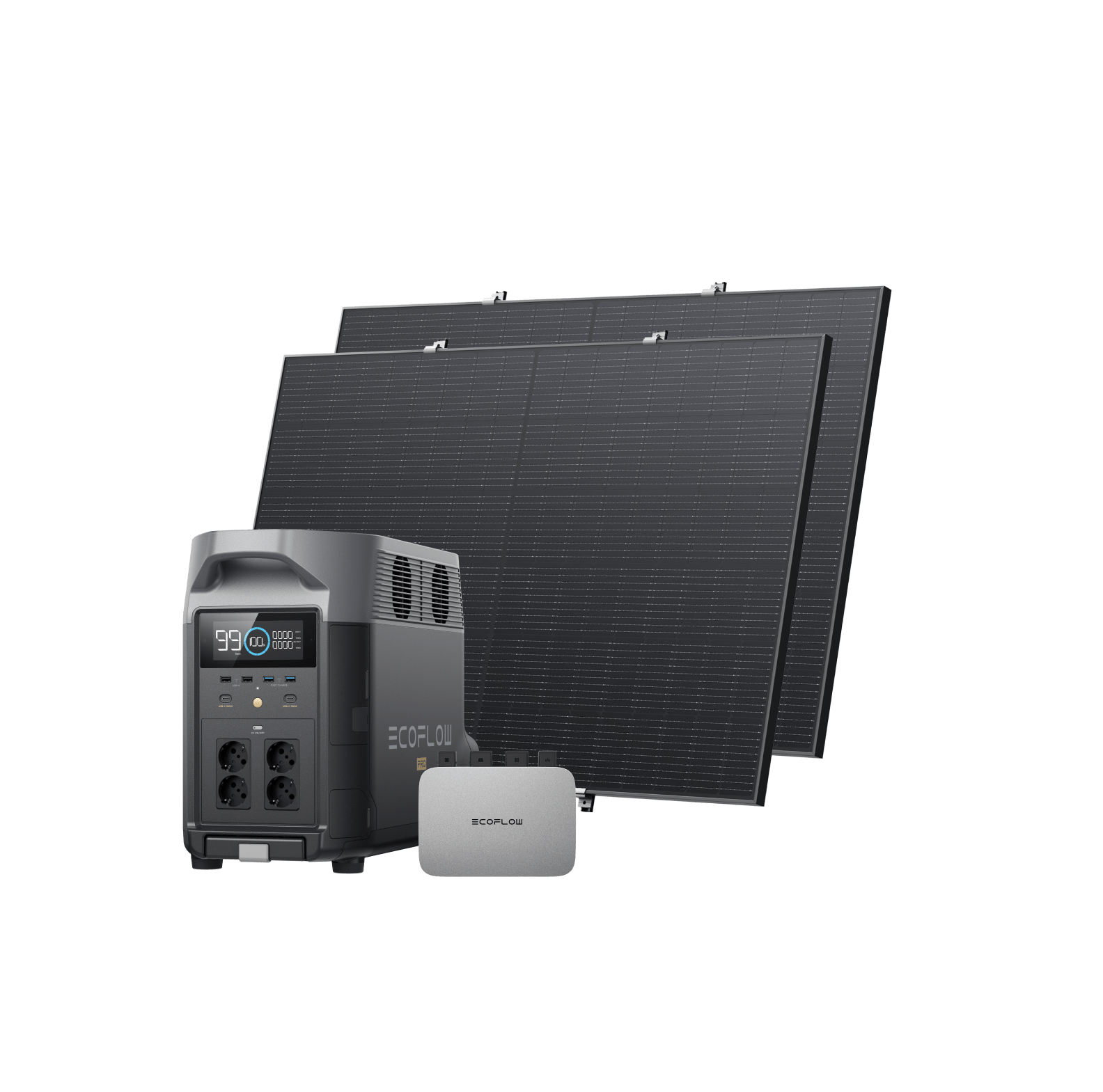 EcoFlow PowerStream Balkonkraftwerk 600W/800W für Terrasse 600W + 2 x 400W Starres Solarpanel (mit 4 x Montagefüße) + 2 x Hakenkit / DELTA Pro / Mit MwSt.