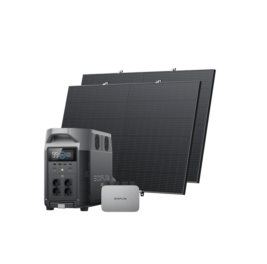 EcoFlow PowerStream Balkonkraftwerk 600W/800W für Wand 600W + 2 x 400W Starres Solarpanel (mit 4 x Montagefüße) + DELTA Pro (3.6kwh) / 2 x Hakenkit / Mit MwSt.