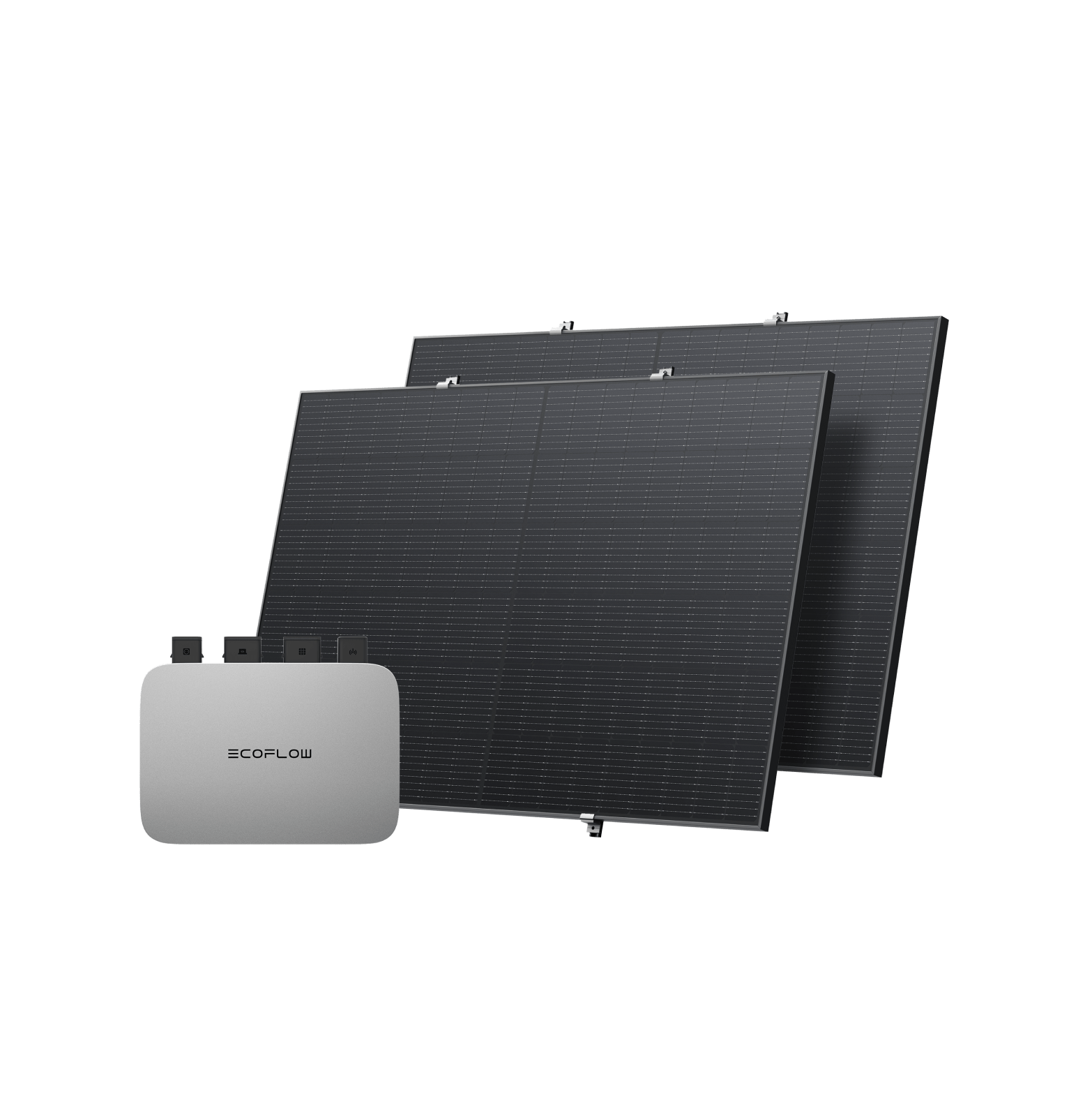 EcoFlow PowerStream Balkonkraftwerk 600W/800W für Wand 600W + 2 x 400W Starres Solarpanel (mit 4 x Montagefüße) / 2 x Hakenkit / 0 % MwSt.