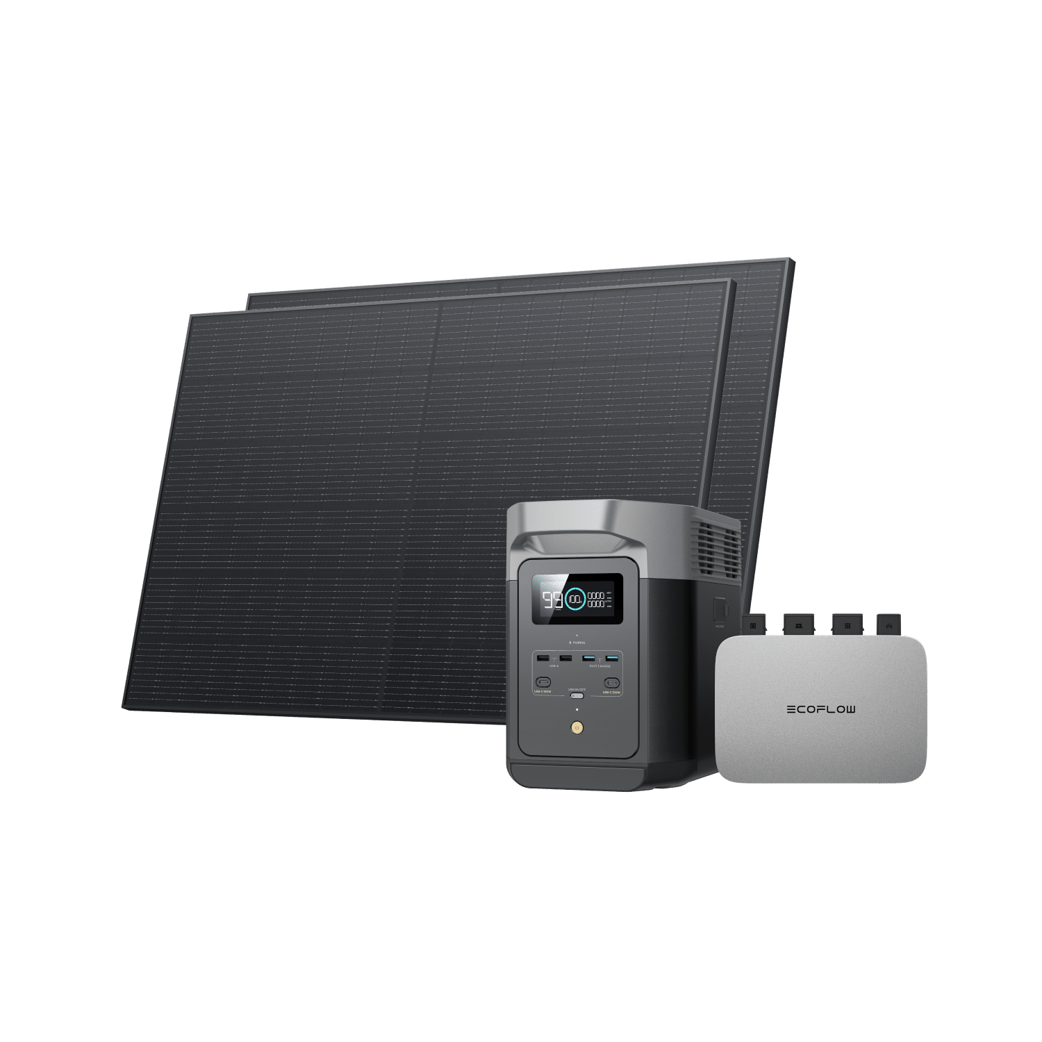 EcoFlow PowerStream Balkonkraftwerk 600W/800W für Wand 600W + 2 x 400W Starres Solarpanel (mit 4 x Montagefüße) + DELTA 2 (1kwh) mit Batteriekabel / Ohne / 0 % MwSt. (Nur Deutschland)