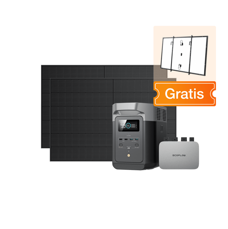 Laden Sie das Bild in Galerie -Viewer, {EcoFlow PowerStream Balkonkraftwerk mit 1 kWh Speicher 800W - DELTA 2 800W + 2x 400W Starres Solarpanel + DELTA 2 (mit Batteriekabel) / Ohne / 0 % MwSt. (Nur Deutschland)
