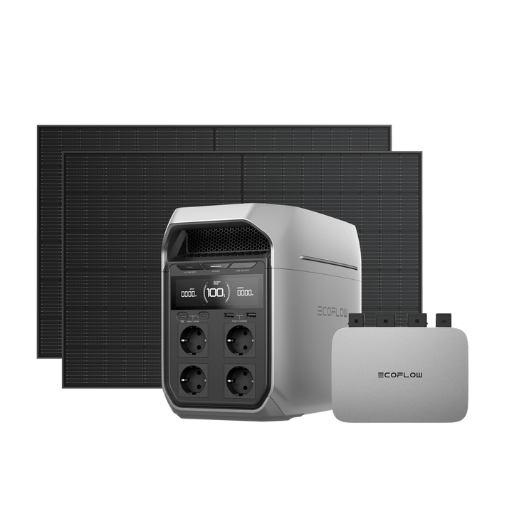 EcoFlow PowerStream Balkonkraftwerk mit 1 kWh Speicher 800W - DELTA 3 Serie 800W + 2x 400W Starres Solarpanel + DELTA 3 Plus (mit Batteriekabel) / Ohne / 0 % MwSt. (Nur Deutschland)