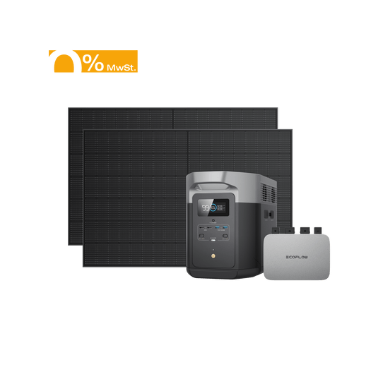 EcoFlow PowerStream Balkonkraftwerk mit Speicher 600W/800W - DELTA Max 2000 600W + 2x 400W Starres Solarpanel (mit 4 x Montagefüße) + DELTA Max 2000 (mit Batteriekabel) / Ohne / 0 % MwSt.