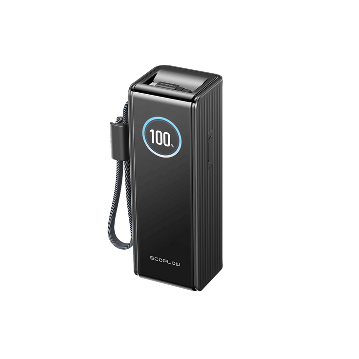 EcoFlow RAPID Powerbank (25 000mAh, 170W, Integrierte + Einziehbare 100W Kabel) Black