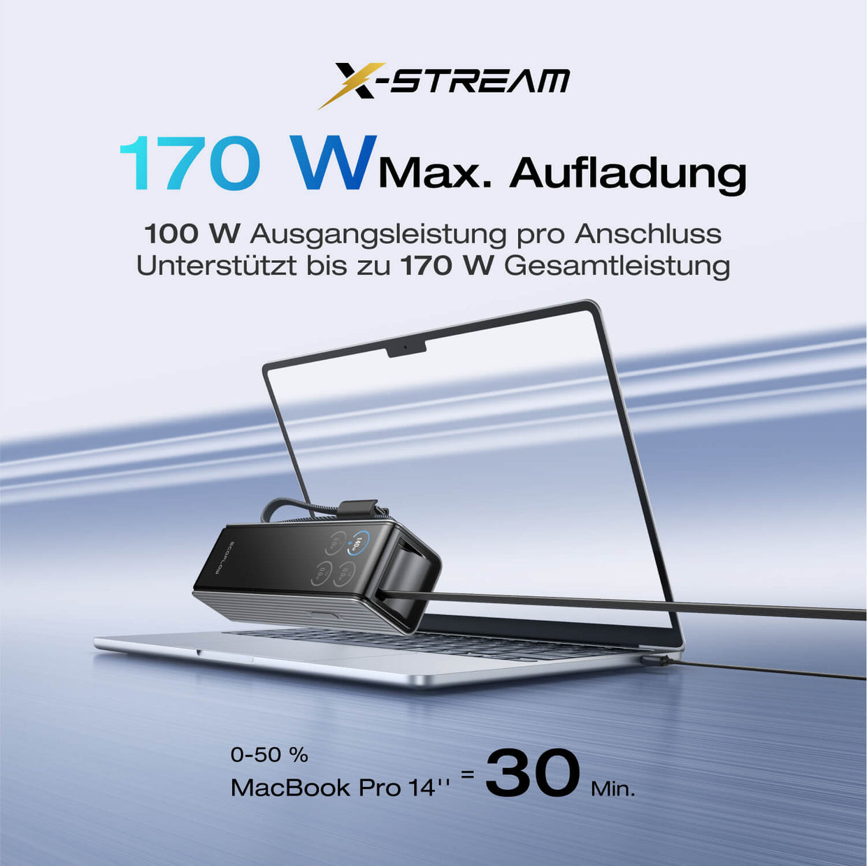 EcoFlow RAPID Powerbank (25 000mAh, 170W, Integrierte + Einziehbare 100W Kabel)