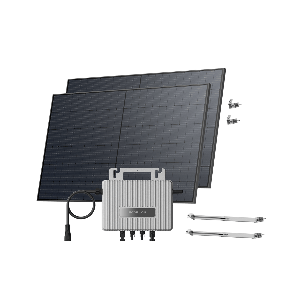EcoFlow STREAM Adjustable Facade Kit 45° Wall / (1040Wp) 2 × 520W Rigid Solar Panel + STREAM Microinverter / Bracket Adjustable: Facade