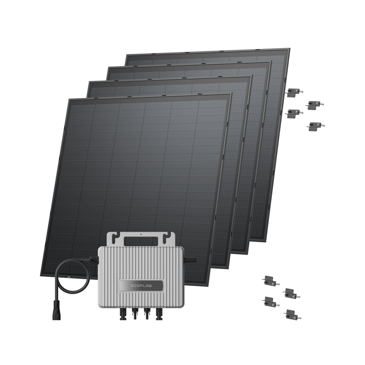 EcoFlow STREAM Adjustable Facade Kit 90° Wall / (1000Wp) 4 × 250W Rigid Solar Panel + STREAM Microinverter / Bracket: Lightweight