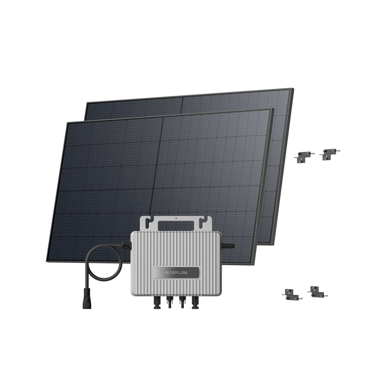 EcoFlow STREAM Adjustable Facade Kit 90° Wall / (1040Wp) 2 × 520W Rigid Solar Panel + STREAM Microinverter / Bracket: Facade