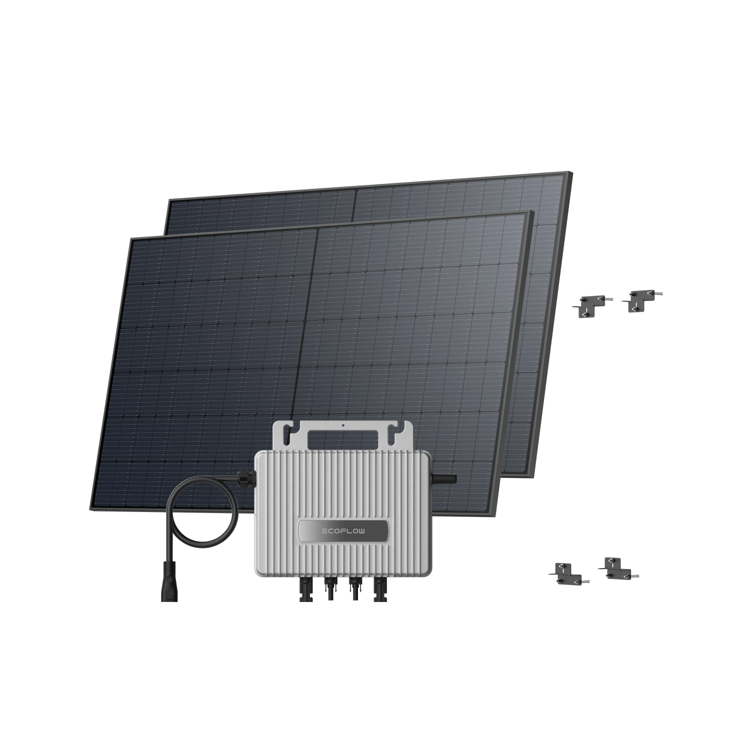 EcoFlow STREAM Adjustable Facade Kit 90° Wall / (1040Wp) 2 × 520W Rigid Solar Panel + STREAM Microinverter / Bracket: Facade