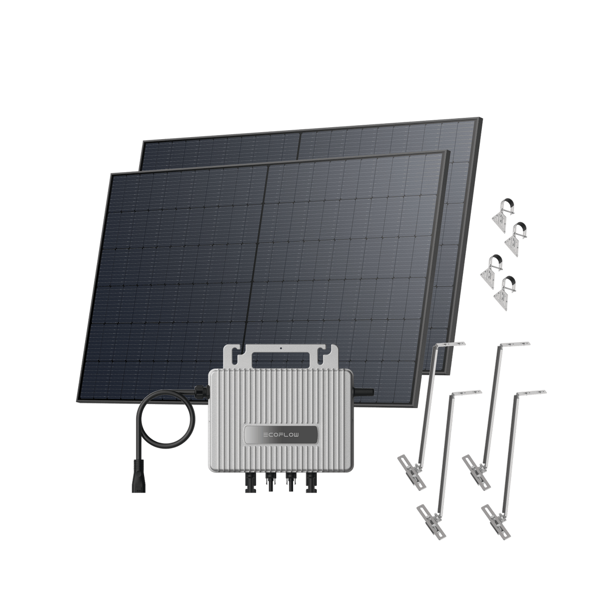EcoFlow STREAM Garden/Ground Kit (1040Wp) 2 × 520W Rigid Solar Panel + STREAM Microinverter / Bracket: Adjustable Solar Support