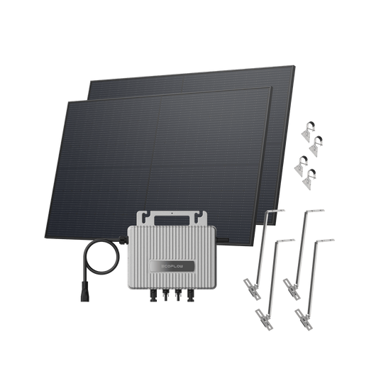 EcoFlow STREAM Garden/Ground Kit (900Wp) 2 × 450W Rigid Solar Panel + STREAM Microinverter / Bracket: Adjustable Solar Support