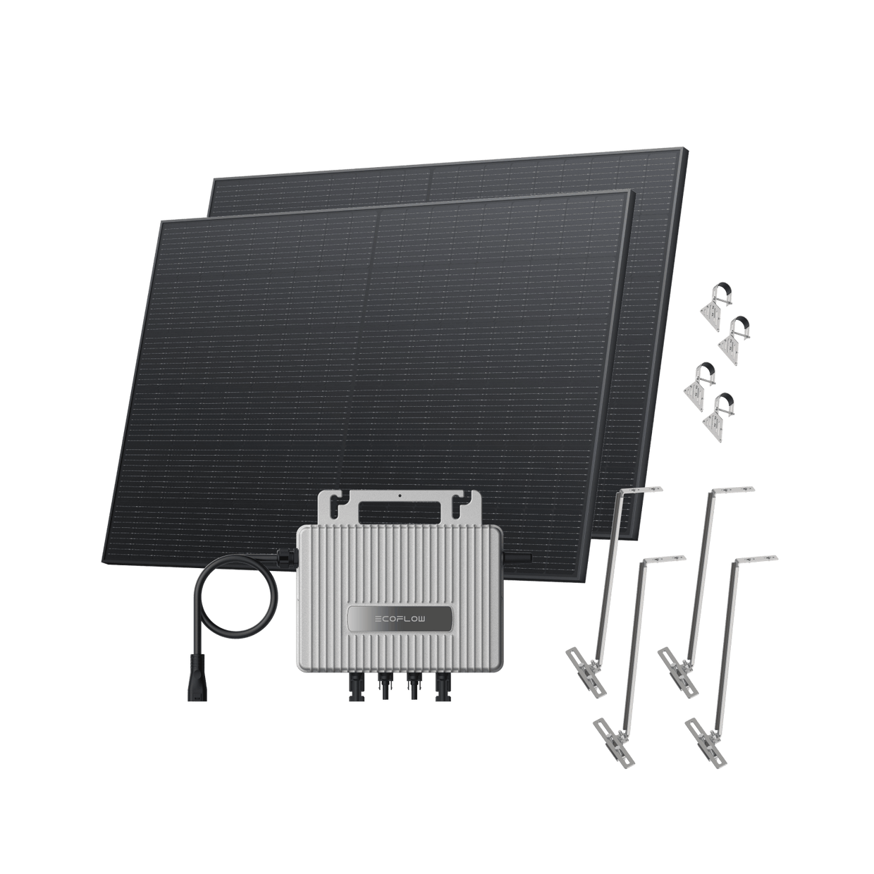 EcoFlow STREAM Garden/Ground Kit (800Wp) 2 × 400W Rigid Solar Panel + STREAM Microinverter / Bracket: Adjustable Solar Support