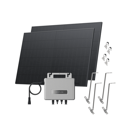 EcoFlow STREAM Garden/Ground Kit (800Wp) 2 × 400W Rigid Solar Panel + STREAM Microinverter / Bracket: Adjustable Solar Support