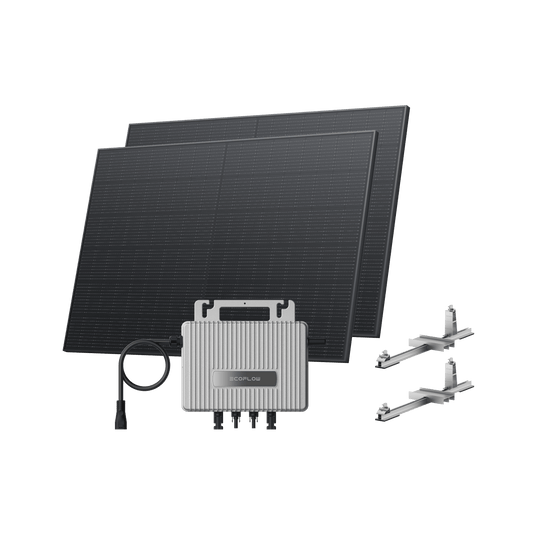 EcoFlow STREAM Garden/Ground Kit (800Wp) 2 × 400W Rigid Solar Panel + STREAM Microinverter / Bracket: Flat Round