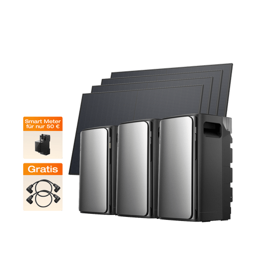 EcoFlow STREAM Ultra/Pro/Max Balkonkraftwerk mit Speicher STREAM Ultra (0 % MwSt. – nur in Deutschland) / 2 × STREAM AC Pro + 4 × 450 W Starres Solarpanel (mit 2 × GRATIS STREAM Parallelkabel)