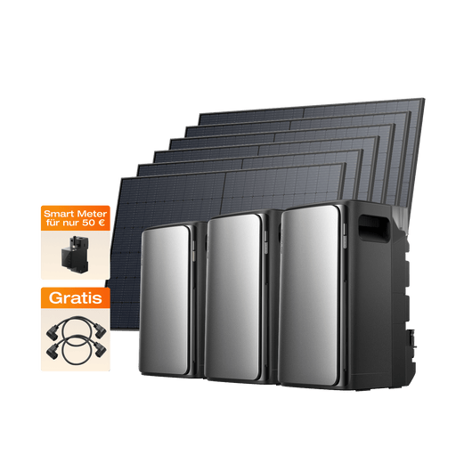 EcoFlow STREAM Ultra/ STREAM Pro Balkonkraftwerk mit Speicher (10 MPPT | 5 760 Wh Kapazität | 2 700 Wp) STREAM Ultra + 2 x STREAM Pro (Gratis 2 × Parallelkabel)  + 6 x 450 W Starres Solarpanel (0 % MwSt. – nur in Deutschland)