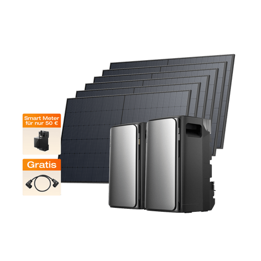 EcoFlow STREAM Ultra/ STREAM Pro Balkonkraftwerk mit Speicher (7 MPPT | 3 840 Wh Kapazität | 2 700 Wp) STREAM Ultra + STREAM Pro (Gratis 1 × Parallelkabel)  + 6 x 450 W Starres Solarpanel (0 % MwSt. – nur in Deutschland)