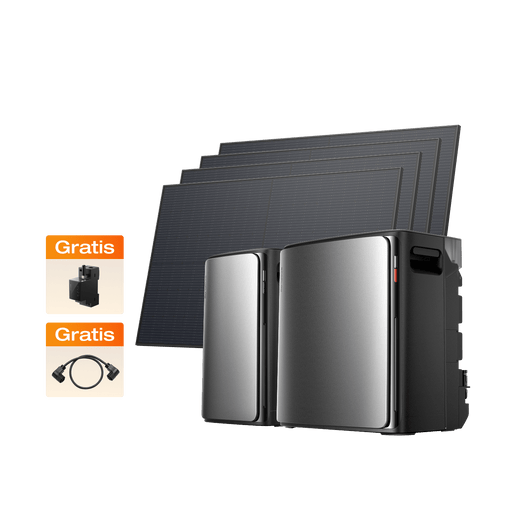 EcoFlow STREAM Ultra X Balkonkraftwerk mit Speicher STREAM Ultra X (0 % MwSt. – nur in Deutschland) / STREAM AC Pro (mit 1 × GRATIS Parallelkabel) + 4 × 520 W Bifaziales Solarpanel