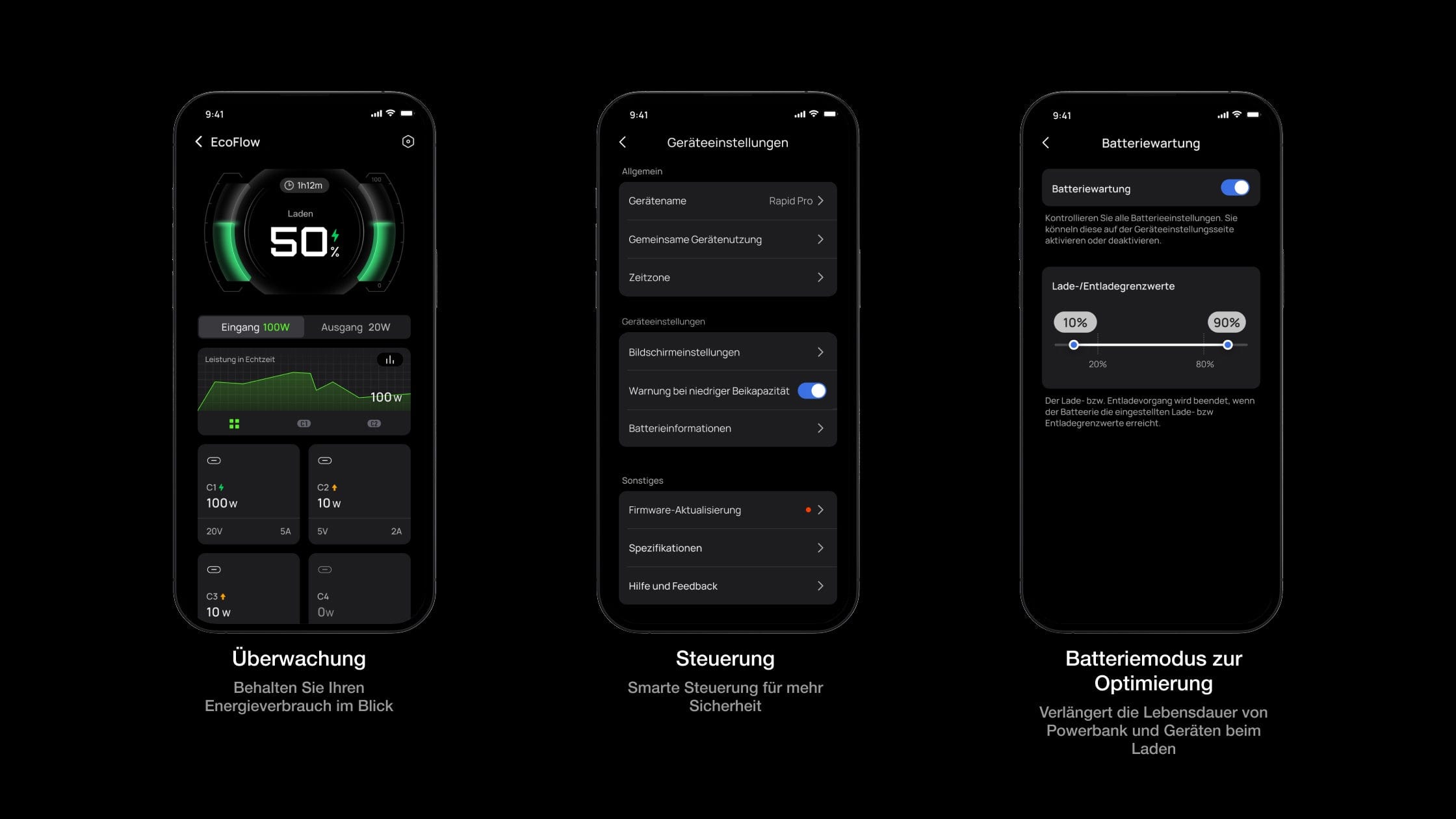 In-App Power Management und Anpassung